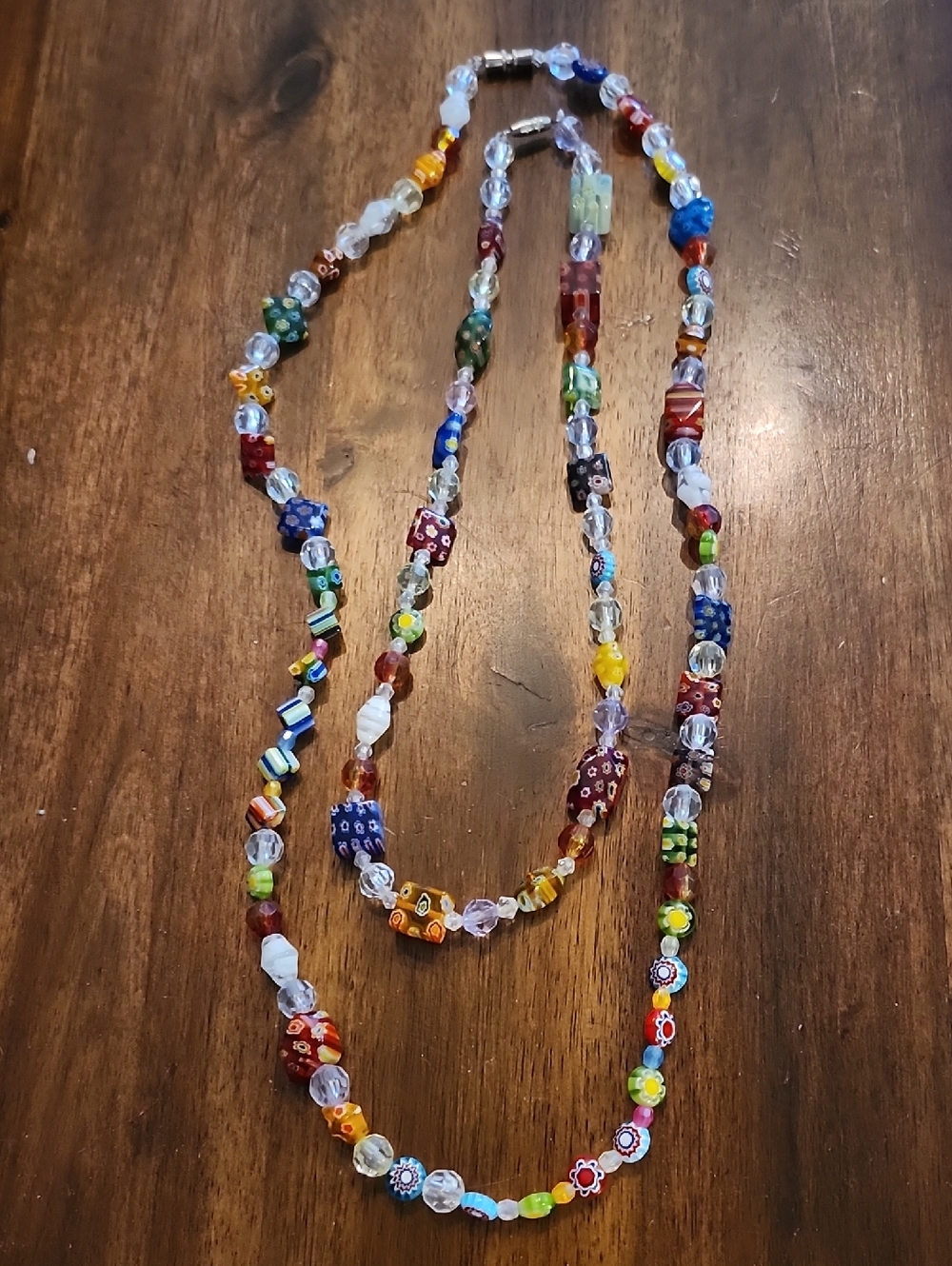 Lot of Two Strand Multicolor Millefiori Beaded Necklaces